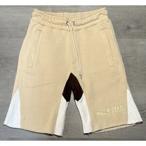 Rockstar Original Sweat Shorts Men Size S Beige Drawstring Mid Rise Casual NWT